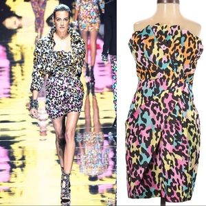 BLUMARINE Rare Colorful Leopard Print Runway Dress